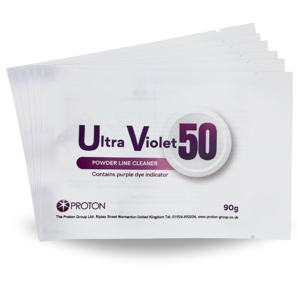 Ultra-Violet 50 Powder Line Cleaner for 2 weekly cleaning. 6x90gm